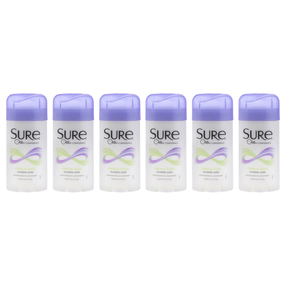 Sure Invisible Solid Anti-Perspirant Deodorant - Fresh and Cool - Pack of 6